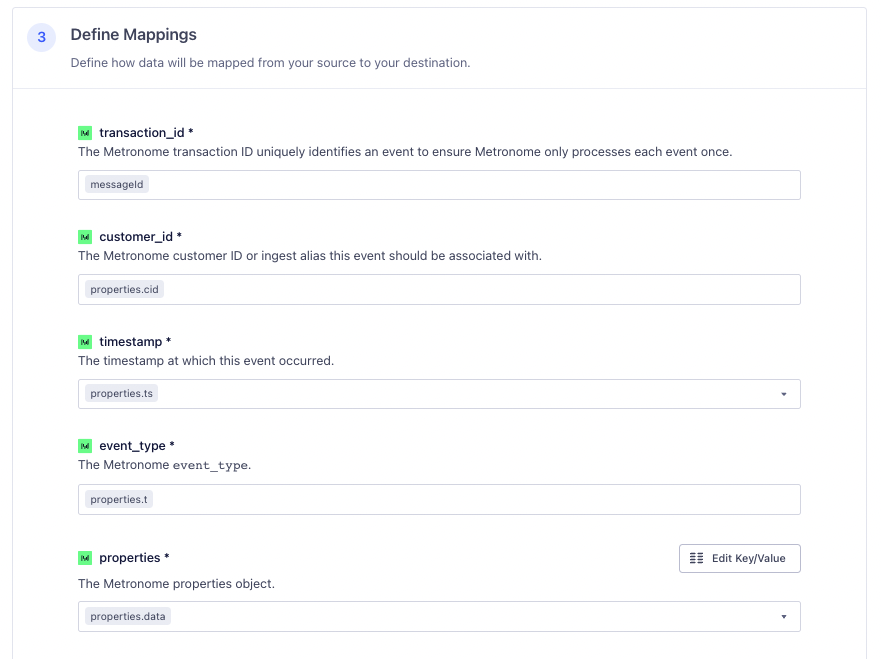 a screenshot of Segment field mapping